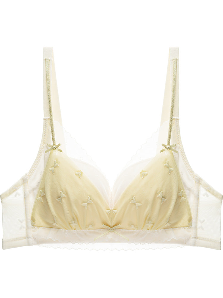 【在庫処分】レースカバー 谷間作り配色ショーツ&ブラ ノンワイヤー