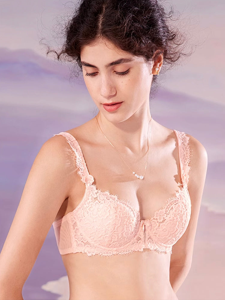 【ワイヤー入り】軽い心地 総レースブラ&ショーツ