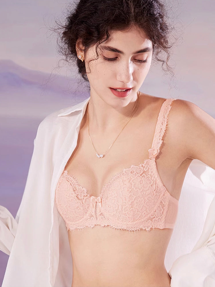 【ワイヤー入り】軽い心地 総レースブラ&ショーツ