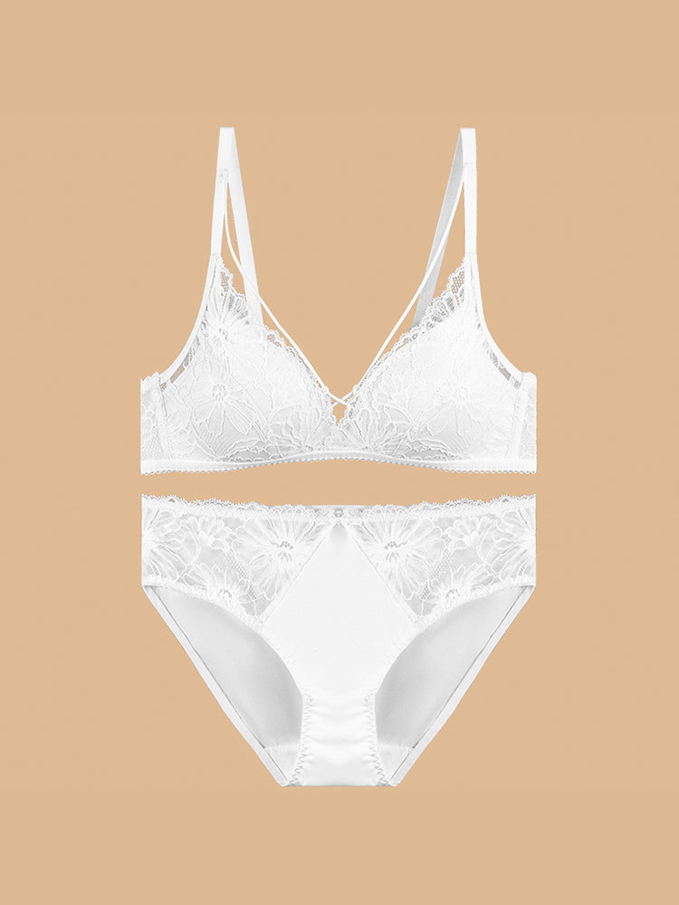 【ノンワイヤー】軽い!総レース ノンワイヤーブラ&ショーツ