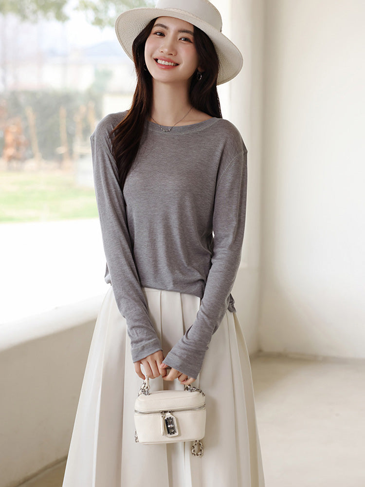 【在庫処分】透け感があるプルオーバー長袖