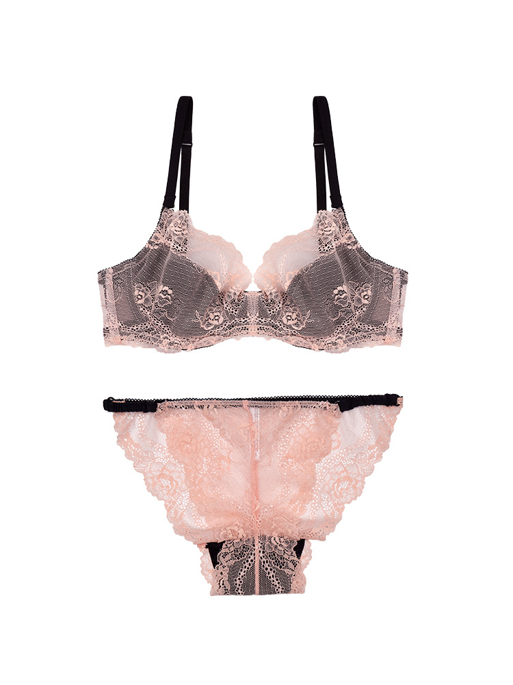 【ワイヤー入り】総レースノンパテッドブラ&ショーツセット