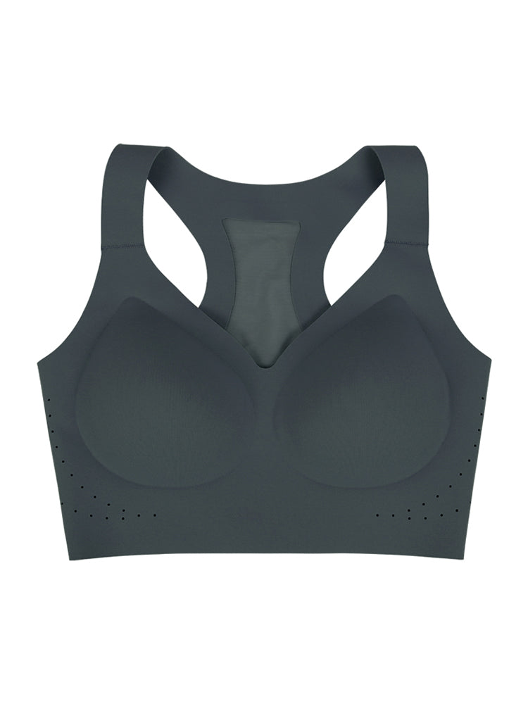 【在庫処分・ノンワイヤー】クロスバック メッシュ構造 通気 無縫製スポーツブラ