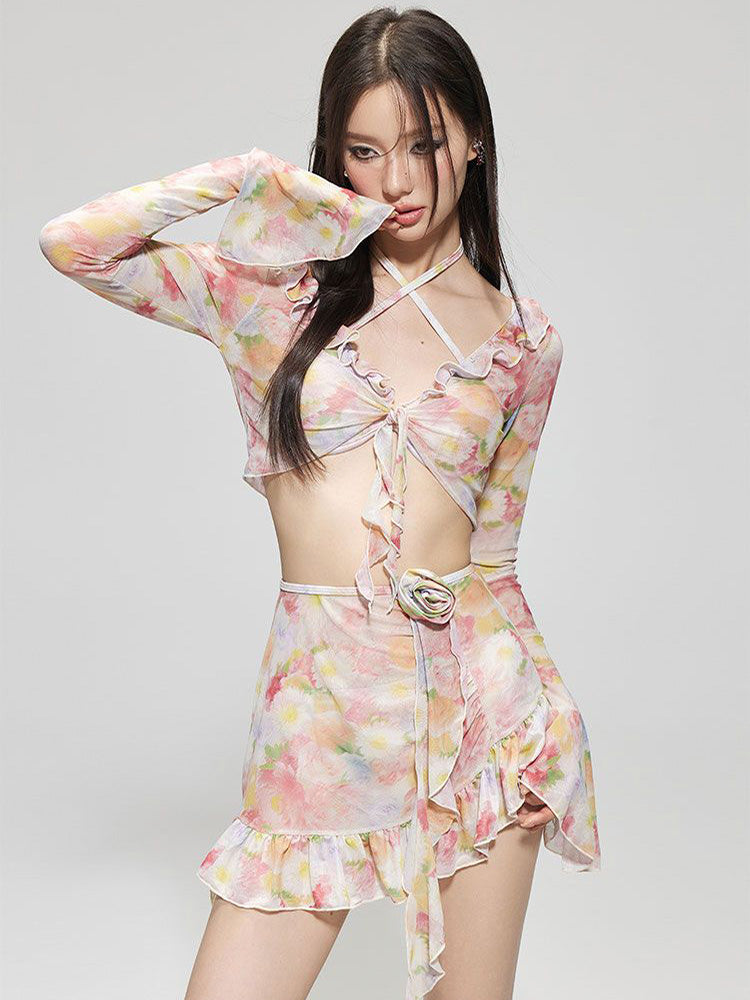 【ノンワイヤー】オシャレワイヤー付きビキニ4点セット