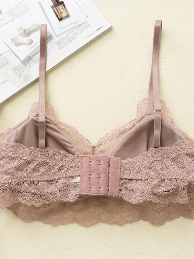 【ノンワイヤー】裏地100%シルク レースワイヤーレスブラ
