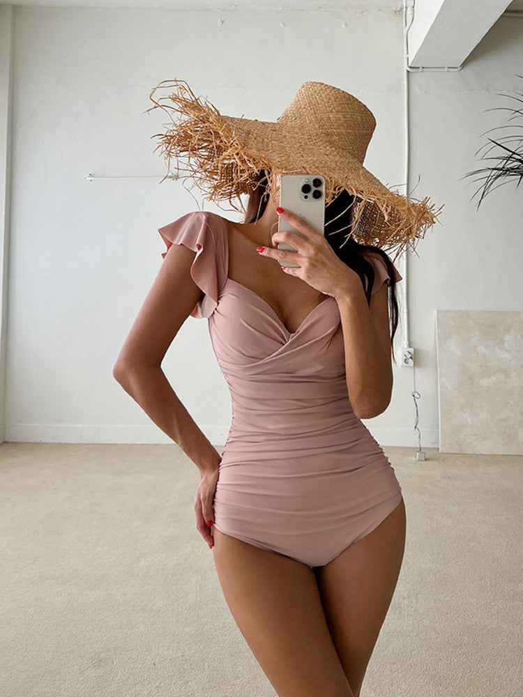 【ワイヤー入り】クロスバック 背中見せ体型カバー水着 2点セット