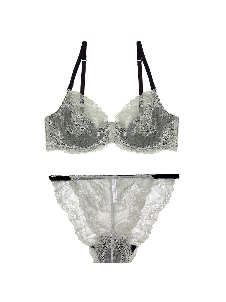 【ワイヤー入り】総レースノンパテッドブラ&ショーツセット