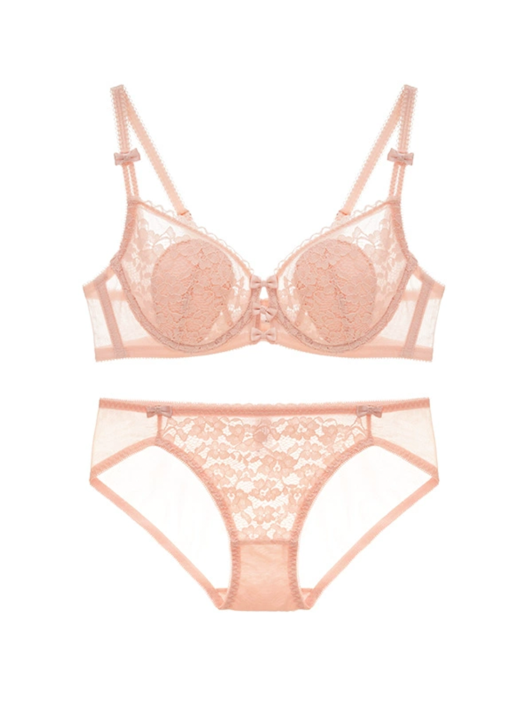 【ワイヤー入り】可愛い花柄総レース ブラ&ショーツセット