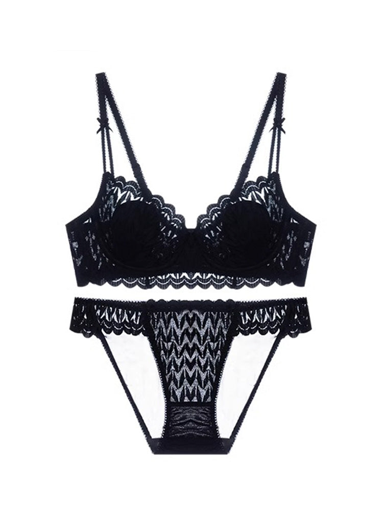 【ワイヤー入り】ソフトワイヤー 総レースブラ&ショーツ