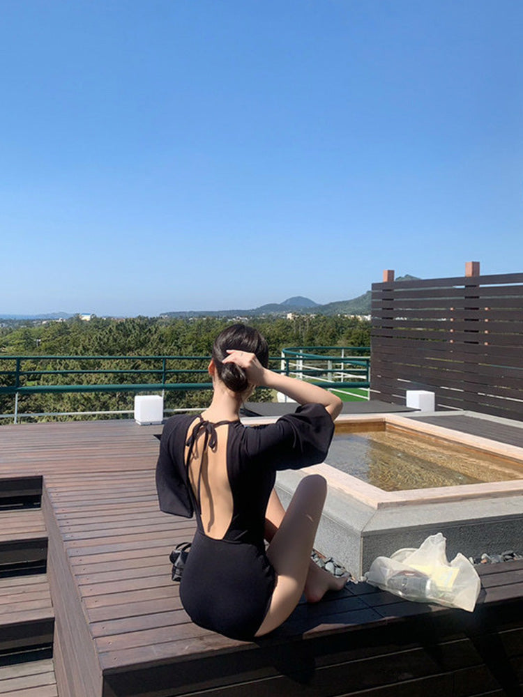 【ノンワイヤー】シンプル 大人っぽい ワンピース水着