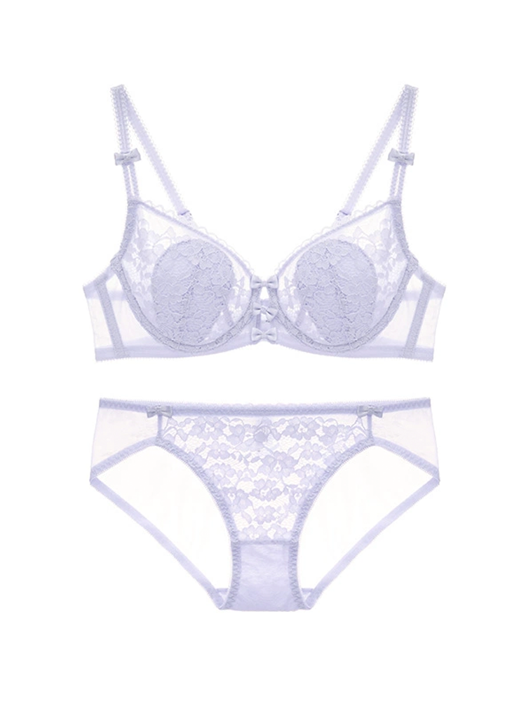 【ワイヤー入り】可愛い花柄総レース ブラ&ショーツセット