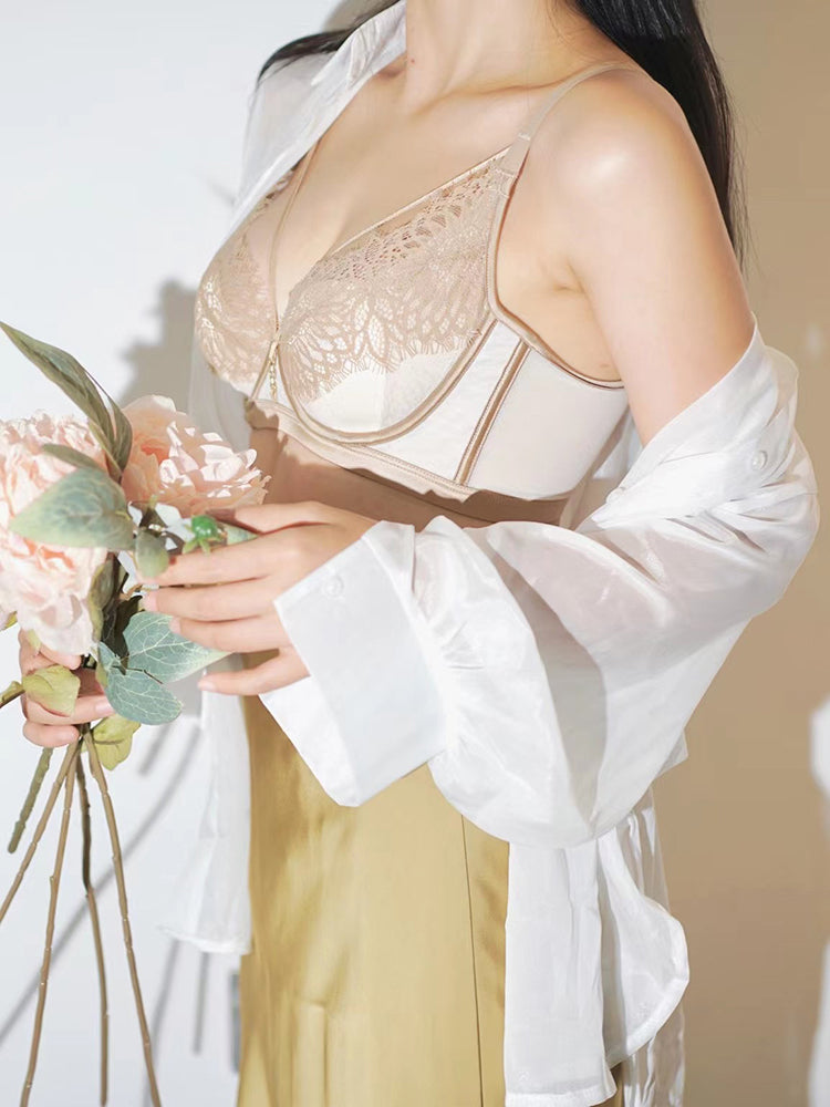 【在庫処分・ワイヤー入り】花柄レース ブラセット ソフトワイヤー入り