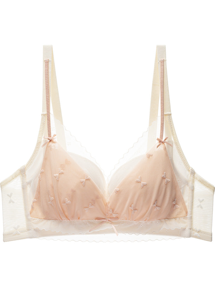 【在庫処分・ノンワイヤー】レースカバー 谷間作り配色ショーツ&ブラ ノンワイヤー