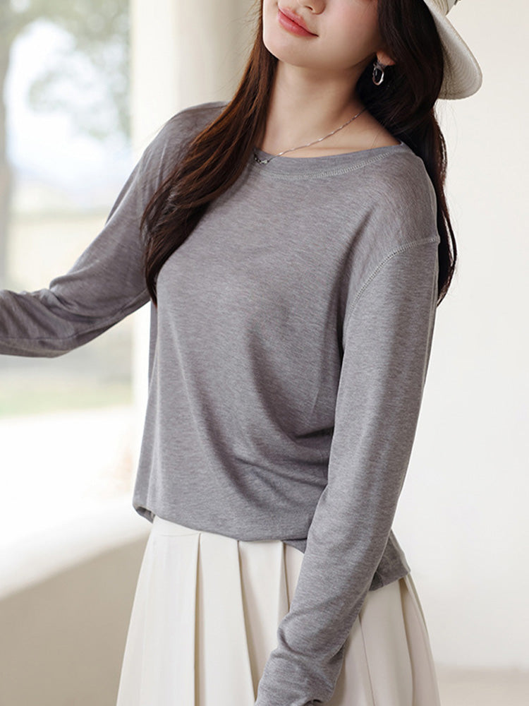 【在庫処分】透け感があるプルオーバー長袖