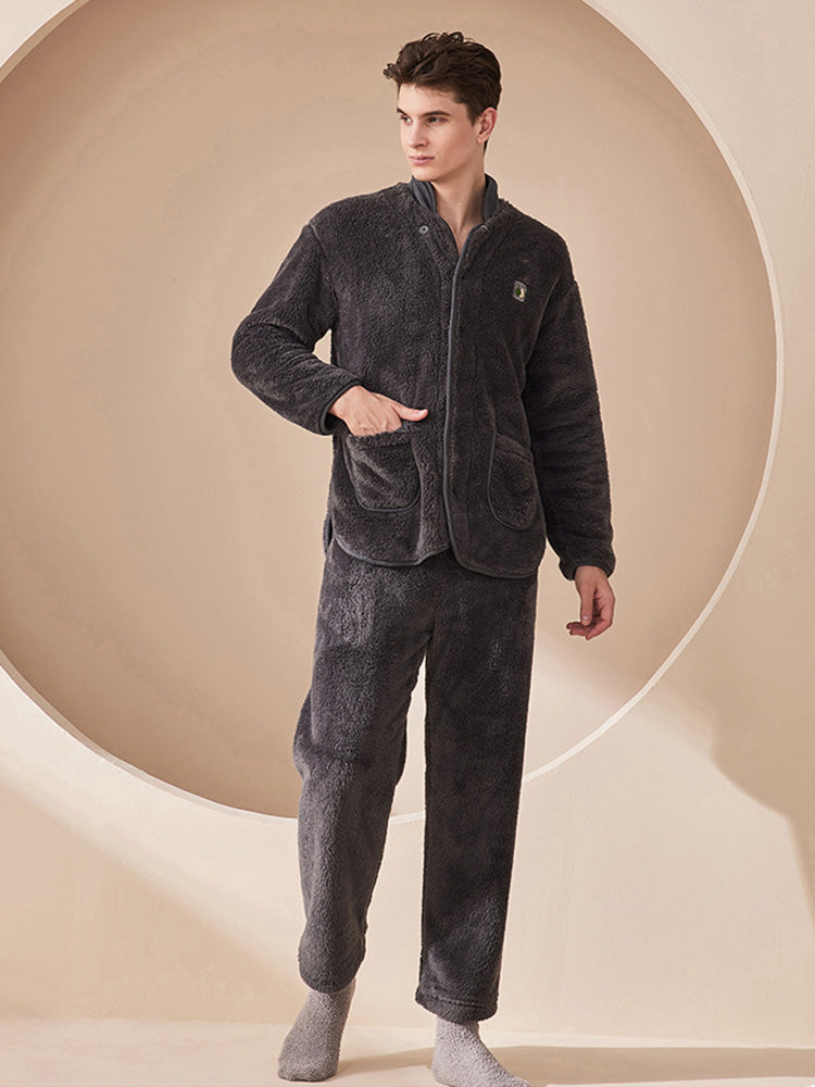 ボタン開閉 もこもこルームウェア