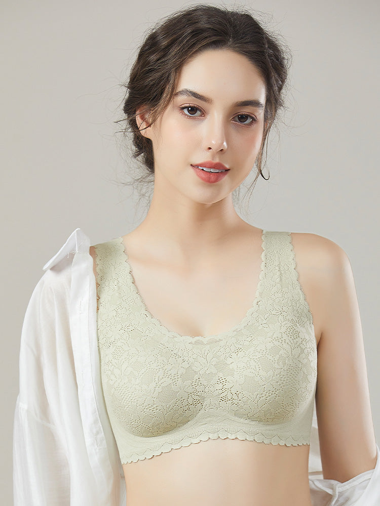 【ノンワイヤー】アウターに響かないレースカバー ノンワイヤー 無縫製ブラ