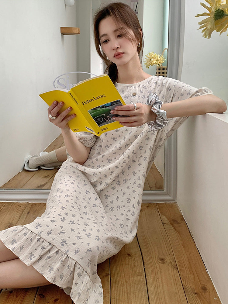 パジャマワンピースロング丈 半袖