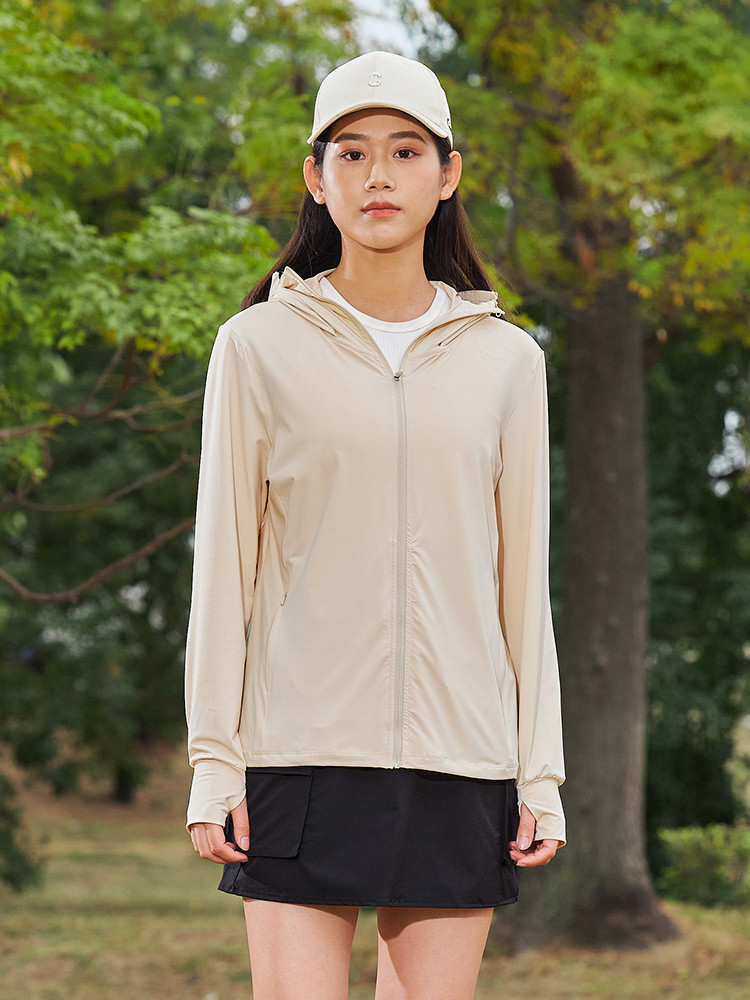 【UPF50+】日焼け対策 指穴付ジップアップパーカー(女性)