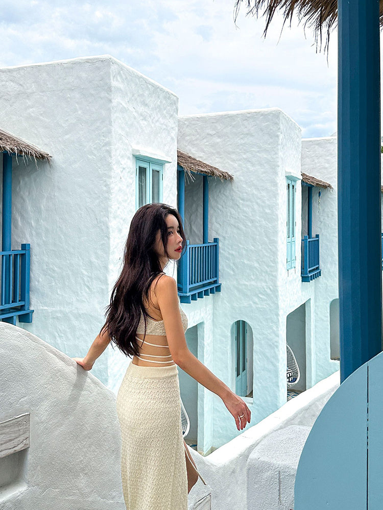 【ノンワイヤー】水着3点セット パレオ付き