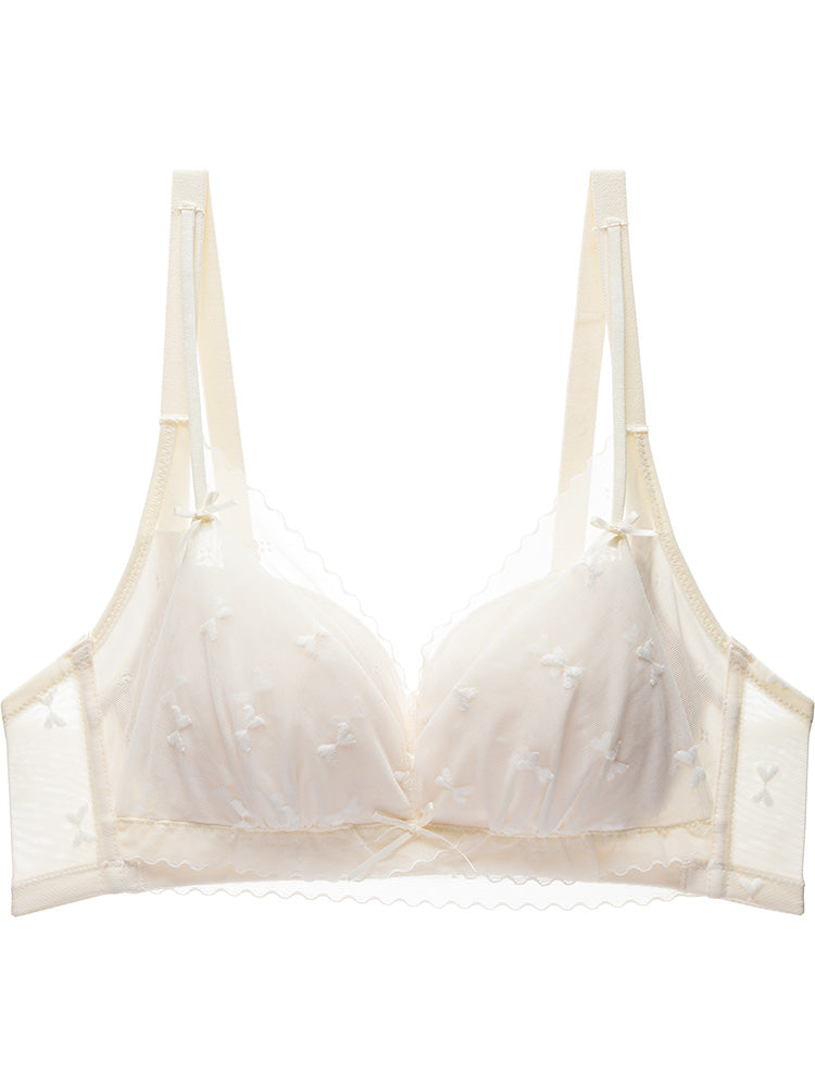 【在庫処分・ノンワイヤー】レースカバー 谷間作り配色ショーツ&ブラ ノンワイヤー