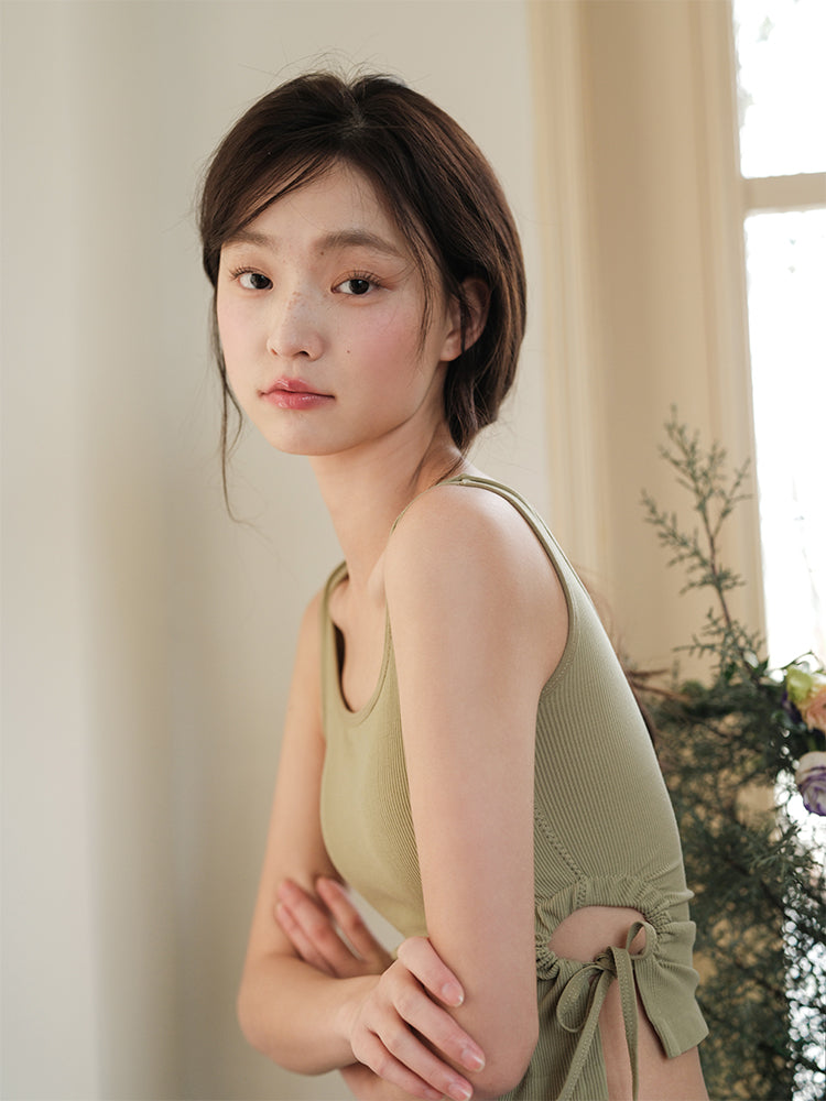 【在庫処分】サイドホールギャザー カップ付き キャミソール