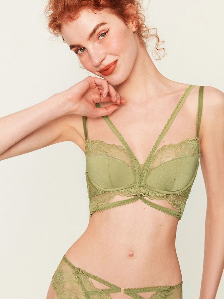 【在庫処分・ワイヤー入り】大人セクシー ノンパテッド 総レースブラ&ショーツ