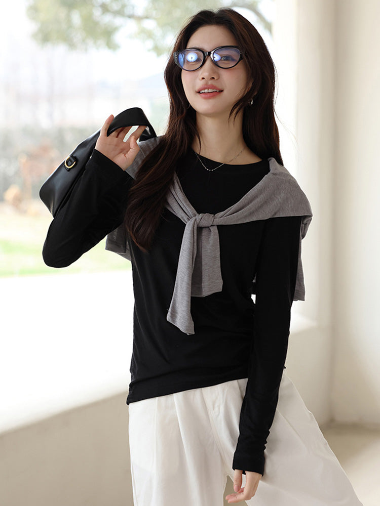 【在庫処分】透け感があるプルオーバー長袖