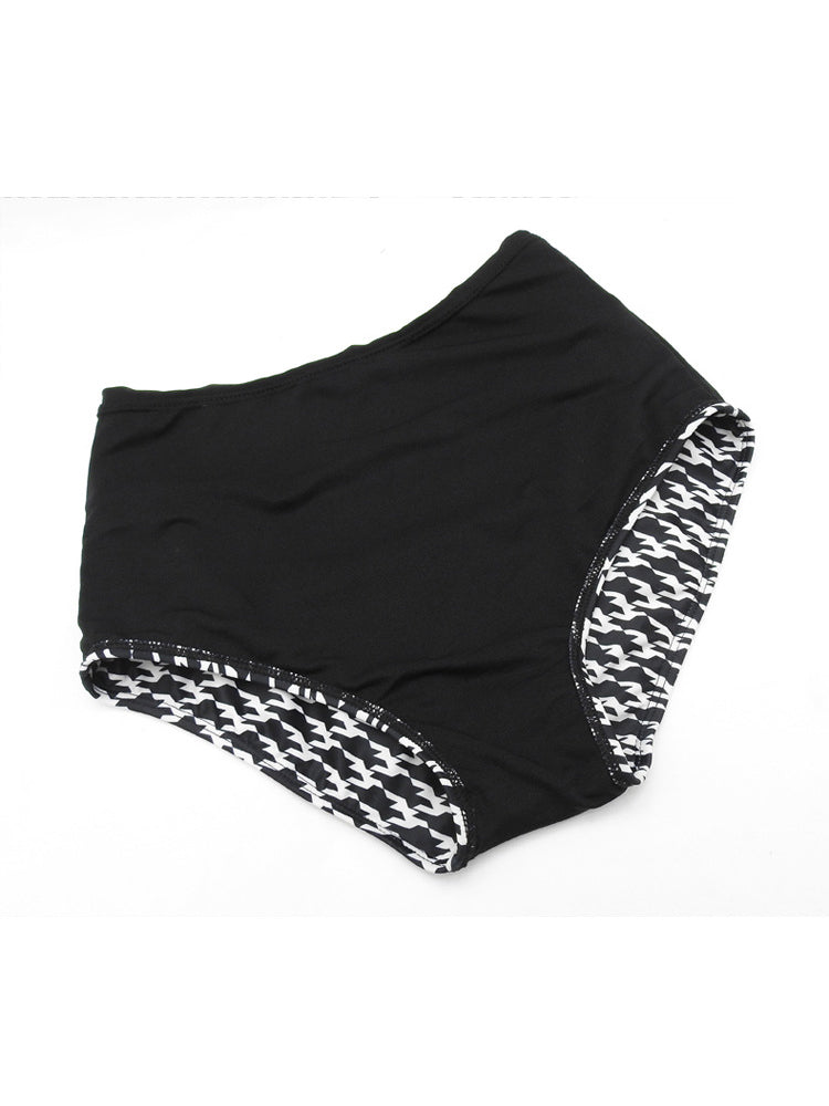 【在庫処分・ノンワイヤー】体型カバー 千鳥柄水着セット 4点入り