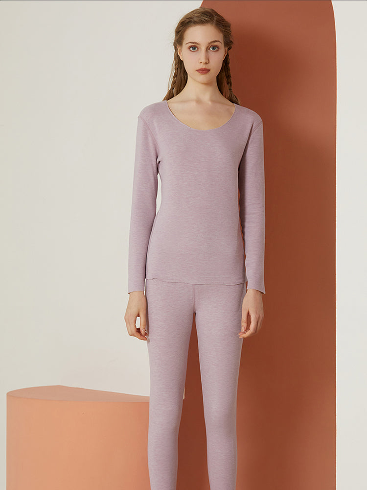 【在庫処分】【裏地ウール&マルベリーシルク素材】-10℃まで使える あったかインナー(トップスとボトムス2点セット)