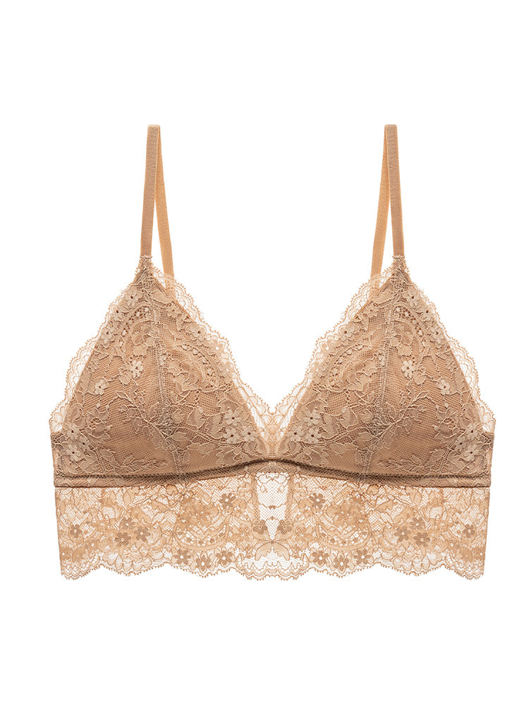 【ノンワイヤー】三角パッド 総レースデザイン ブラジャー