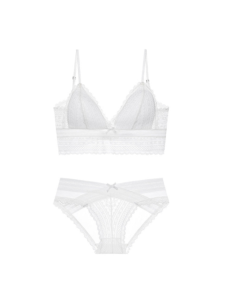 【ノンワイヤー】Vネック 総レースブラセット