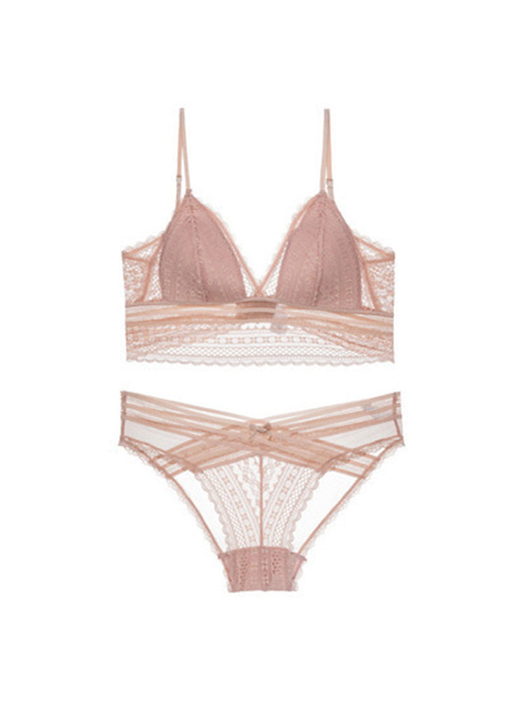 【ノンワイヤー】Vネック 総レースブラセット