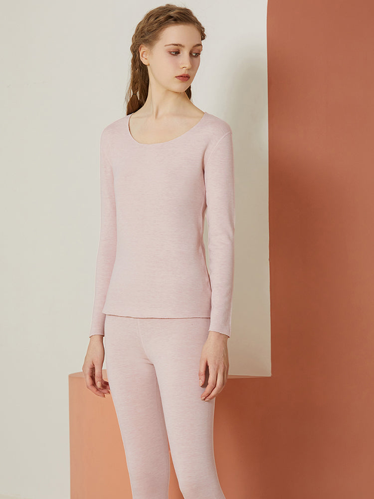 【在庫処分】【裏地ウール&マルベリーシルク素材】-10℃まで使える あったかインナー(トップスとボトムス2点セット)