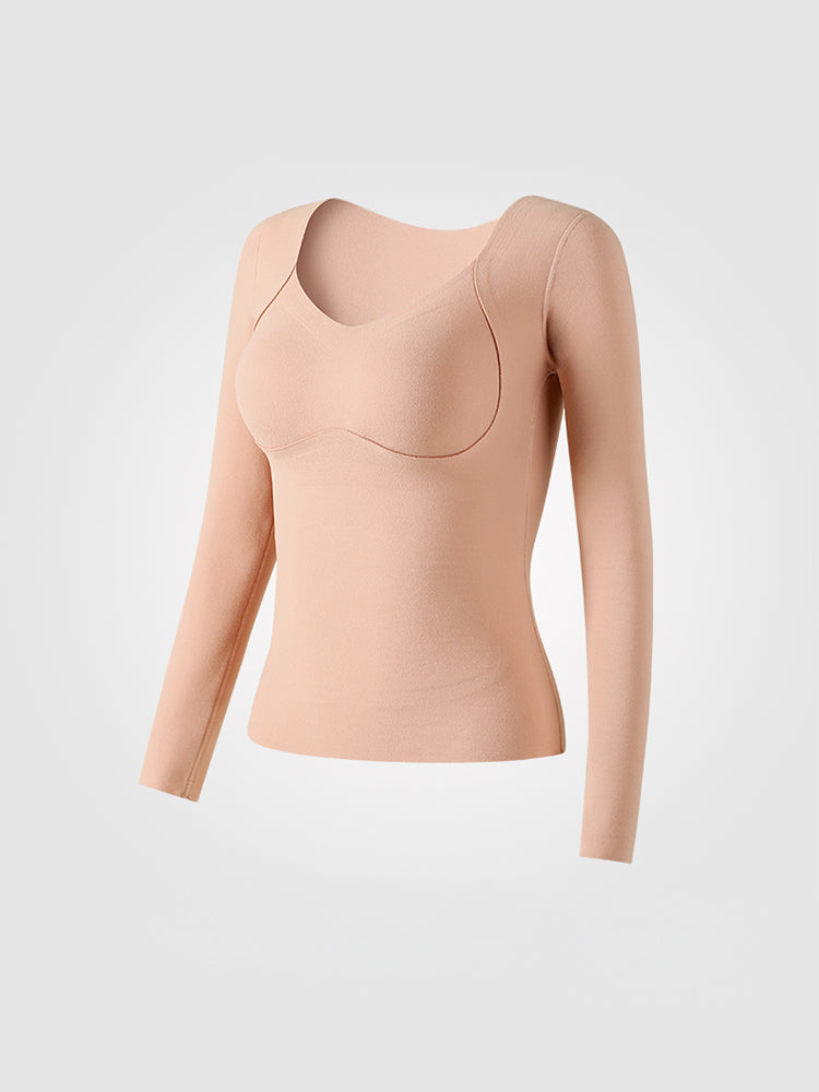 【在庫処分】【裏地ウール&シルク素材 蓄熱保温】あったか カップ付きインナー 裏起毛 厚手