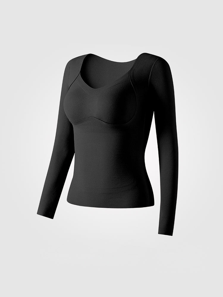 【在庫処分】【裏地ウール&シルク素材 蓄熱保温】あったか カップ付きインナー 裏起毛 厚手