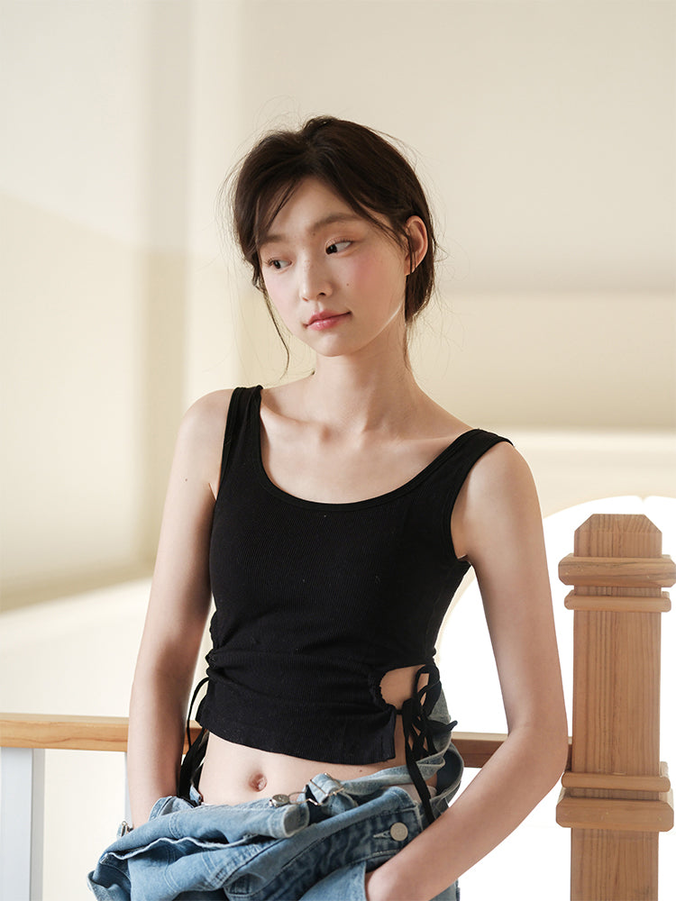 【在庫処分】サイドホールギャザー カップ付き キャミソール