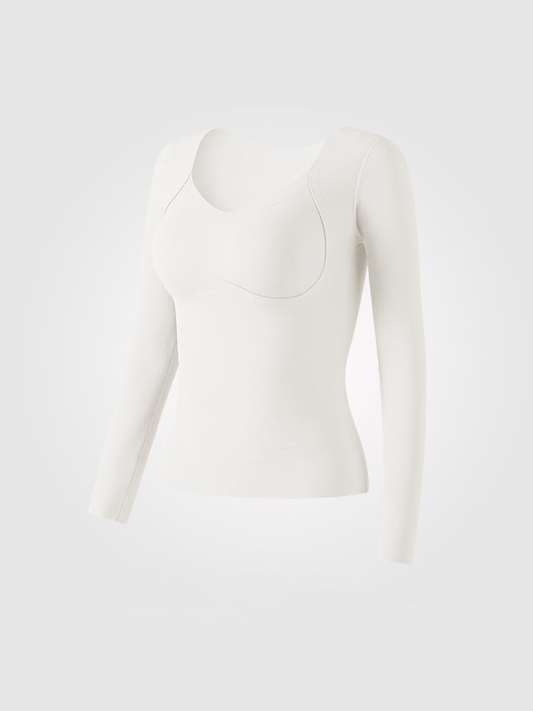 【在庫処分】【裏地ウール&シルク素材 蓄熱保温】あったか カップ付きインナー 裏起毛 厚手