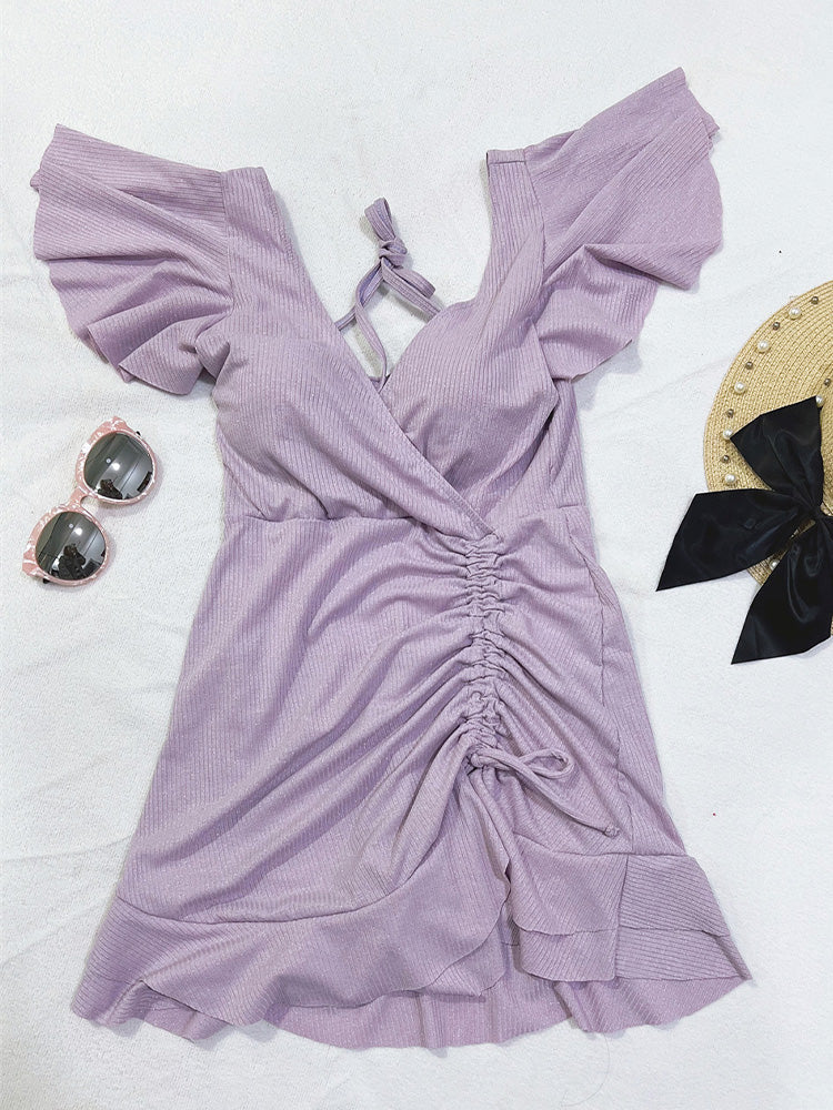 【ワイヤー入り】キラキラ フリル ワンピース水着