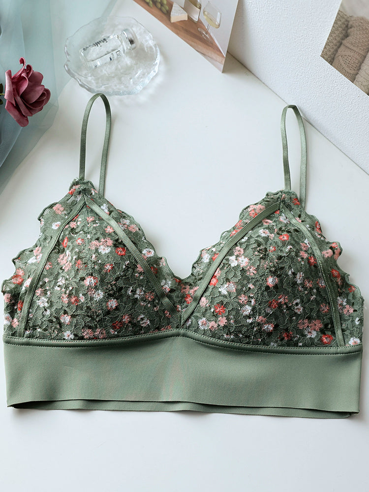 【ノンワイヤー】繊細な花柄の総レースノンワイヤーブラ