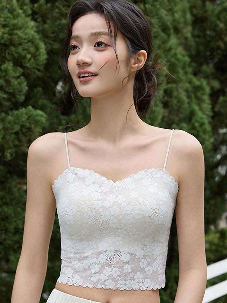 【パッド付き】レースキャミソール 美背デザイン