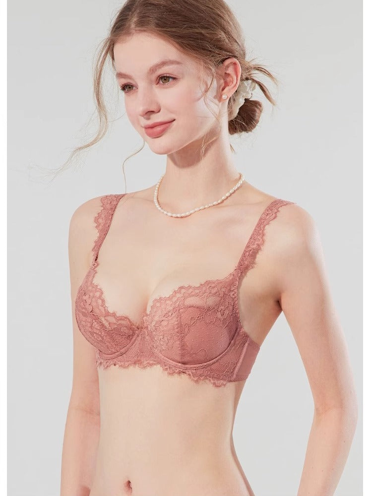【エアリー】柔らかい総レースブラ&ショーツセット