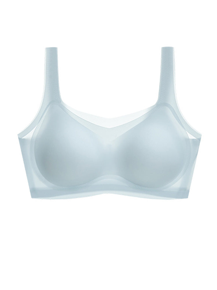 【ノンワイヤー】肩紐幅広い 半固定 薄手接触冷感 ノンワイヤー 無縫製ブラ