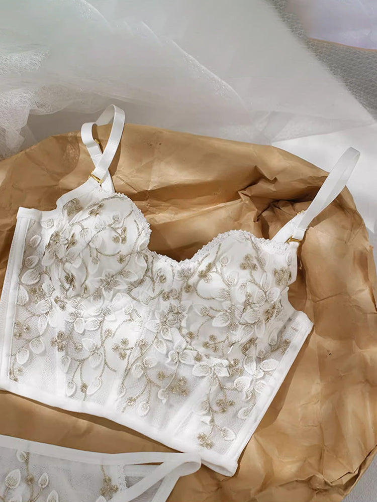 【ワイヤー入り】レースブラセット セクシー 脇肉スッキリ