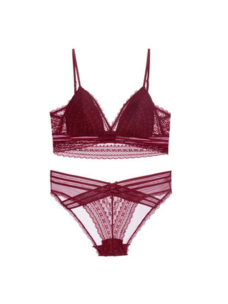 【ノンワイヤー】Vネック 総レースブラセット