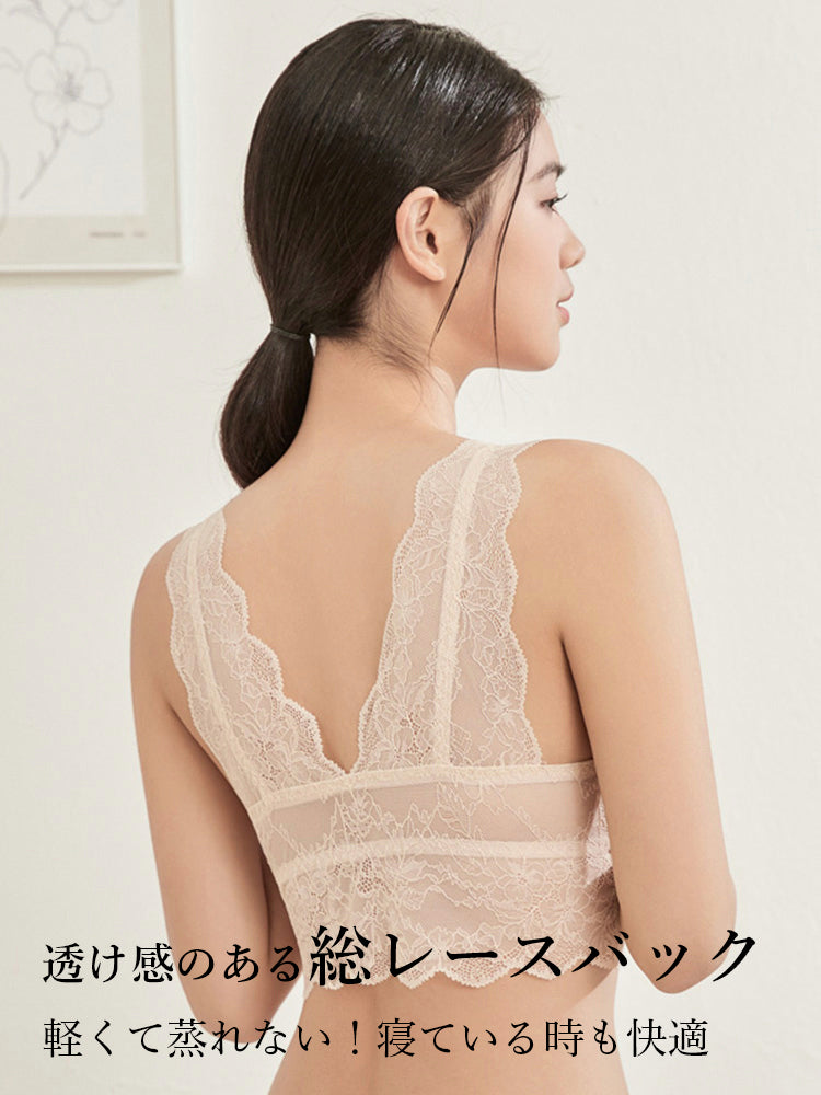 【ノンワイヤー】総レース通気 ナイトブラ