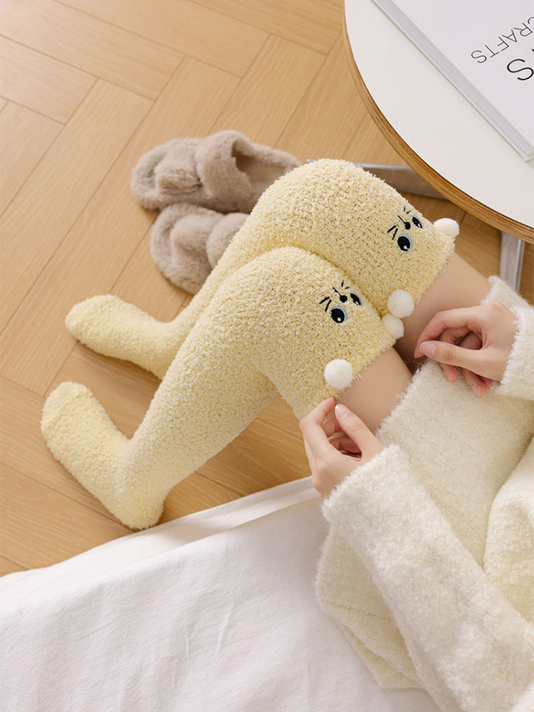 もこもこ可愛い熊ルームソックス