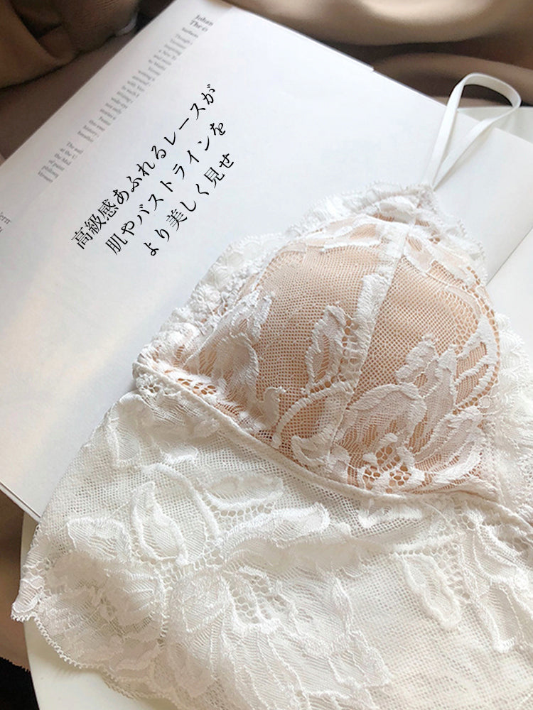 【ノンワイヤー】美背中 花柄レース ノンワイヤーブラセット