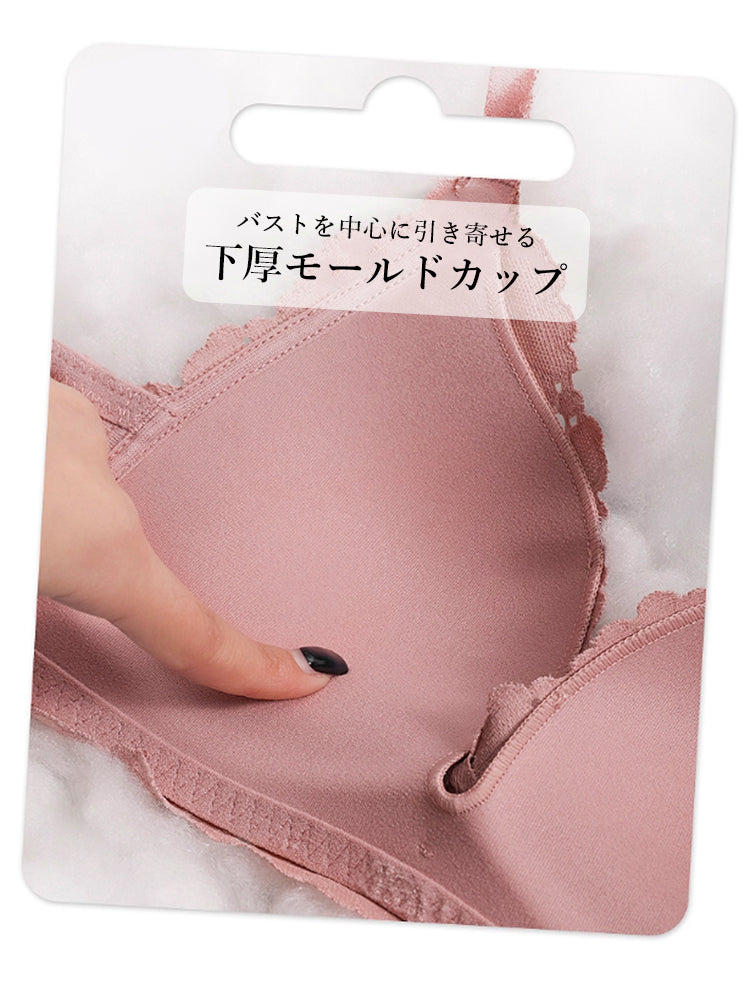 【ノンワイヤー】下厚パッド 花柄総レースブラセット