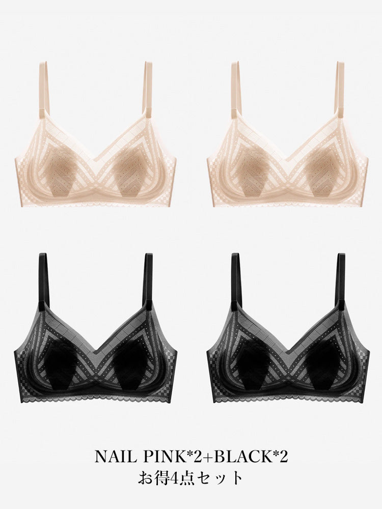 【ムレにくい・ノンワイヤー】薄手シームレスブラ