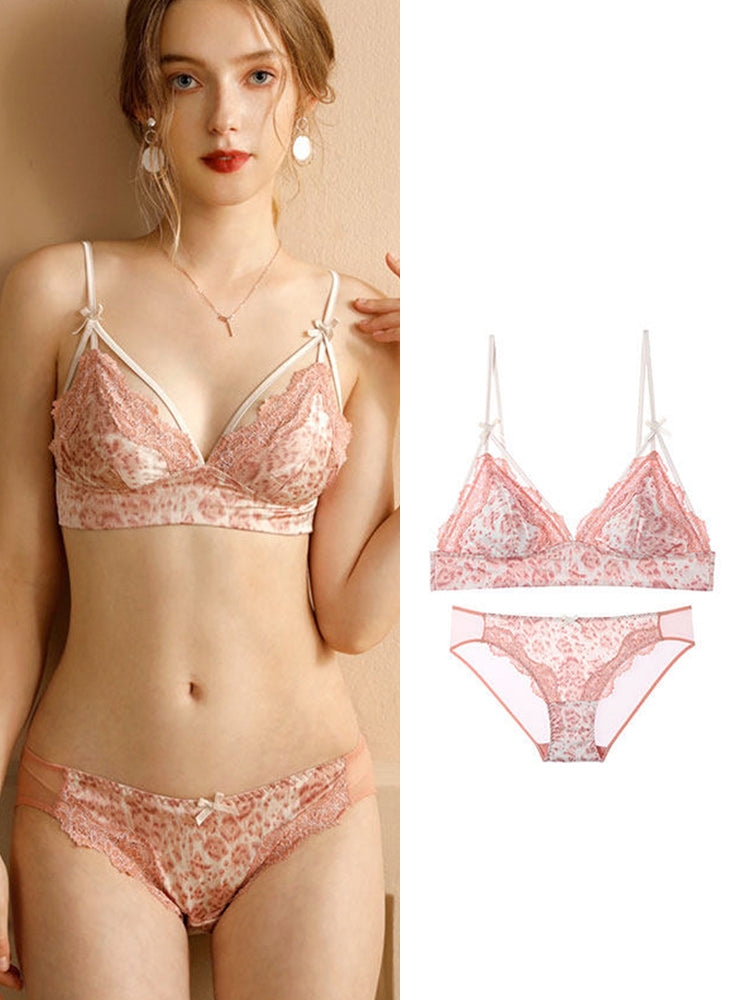 【Likewillow Series】ヒョウ柄レース ブラ&ショーツ